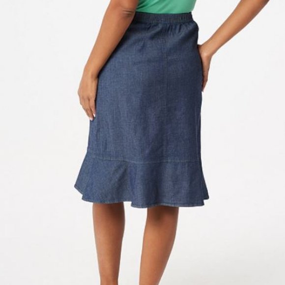 Denim & Co. Lightweight Denim Flare Bottom Skirt - Picture 2 of 2